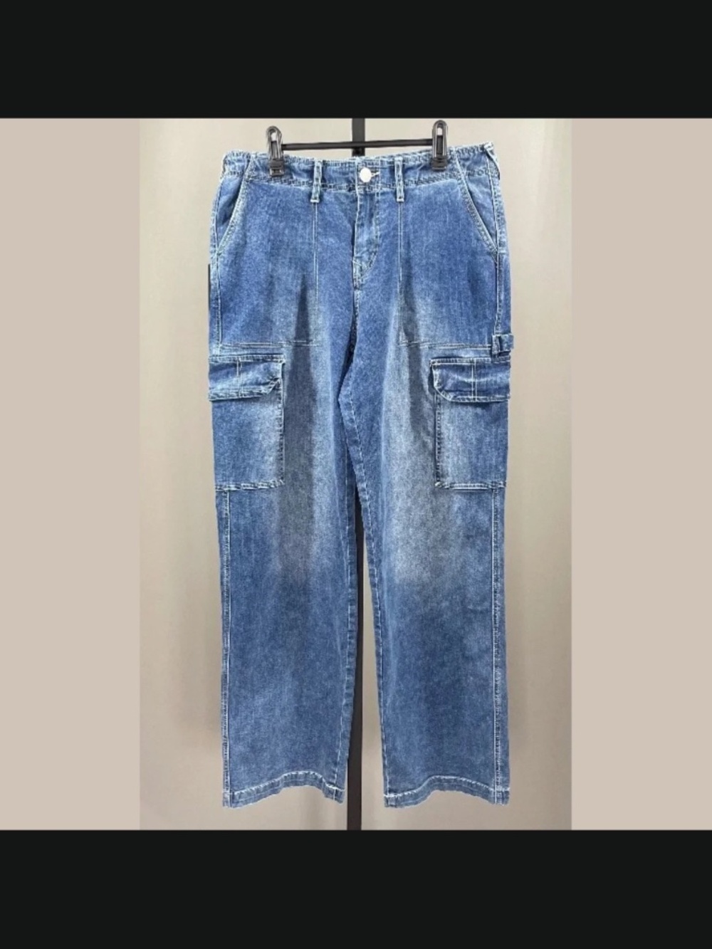 NEW True Religion Jeans Womens 28 blue denim cargo straight designer street